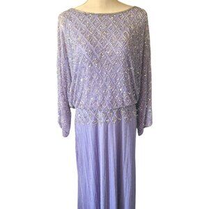 Pisarro Nights Periwinkle Beaded Dress, Gown, Size 18, Vintage Style